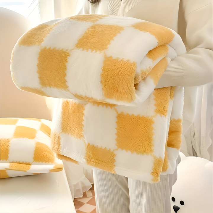 Couverture SnugFuz à carreaux colorés, polaire respirante et moelleuse, parfaite pour toutes saisons.