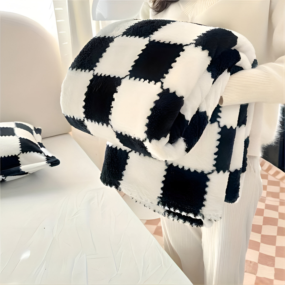 Jeté à carreaux, polaire douce et confortable, plaid coloré idéal pour la décoration intérieure.