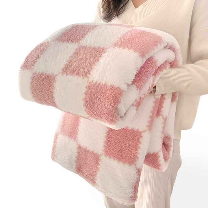 Jeté à carreaux colorés, en polaire respirante, plaid confortable et idéal pour toutes les saisons.