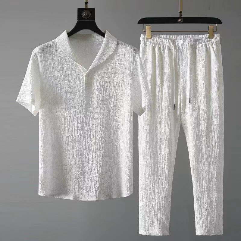 Ensemble été lin premium homme, léger et respirant, idéal pour un confort chic et décontracté en saison chaude.