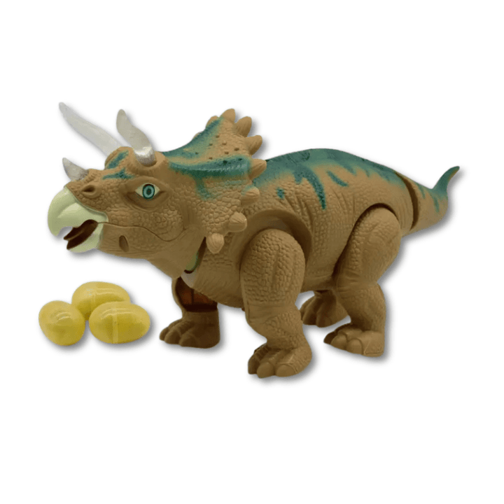 Jeu éducatif dinosaure interactif pour enfant, explorant le monde préhistorique avec lumières et œufs. Ludique.