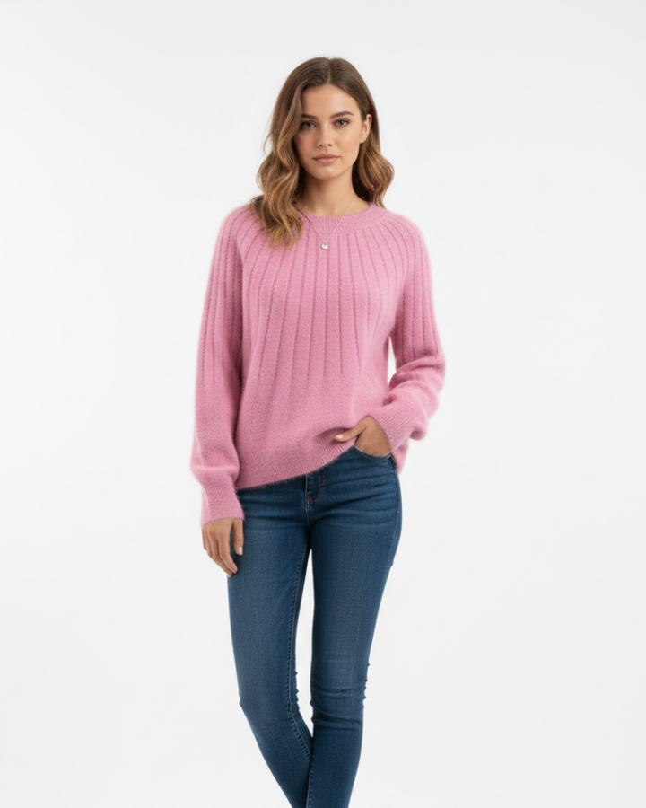 Pull long femme en couleur unie, vêtement chaud et élégant, essentiel pour la saison froide.