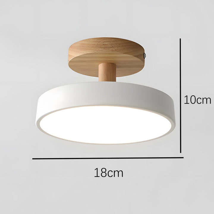 Bois et pastel pour ce plafonnier scandinave. Lumière douce LED.