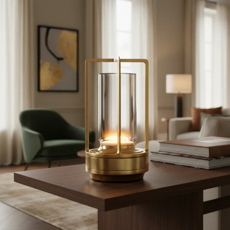 Lampe de table LED dimmable, lumière moderne et réglable pour ambiance personnalisée du salon.