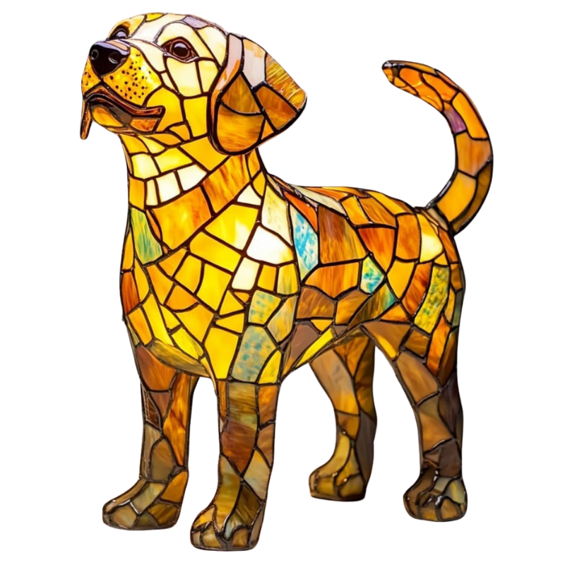 Veilleuse chien Labrador en résine, lampe de table LED pour une décoration intérieure animale et cosy.