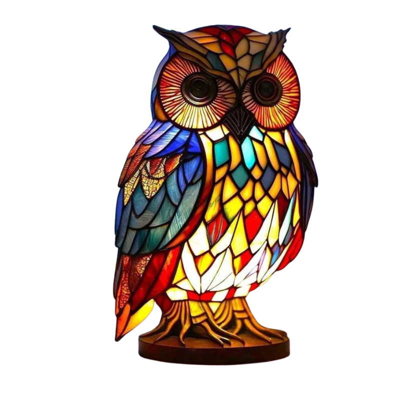 Lampe de table LED hibou en cristal vintage, décorative, lumière d'ambiance chaleureuse, USB/batterie.