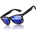 Monture noire mate | Verre miroir bleu foncé
