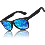 Monture noire mate | Verre miroir bleu glacier