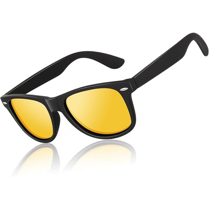Lunettes polarisées Jamie, monture mate et style années 80, idéales pour l'été et la protection UV.