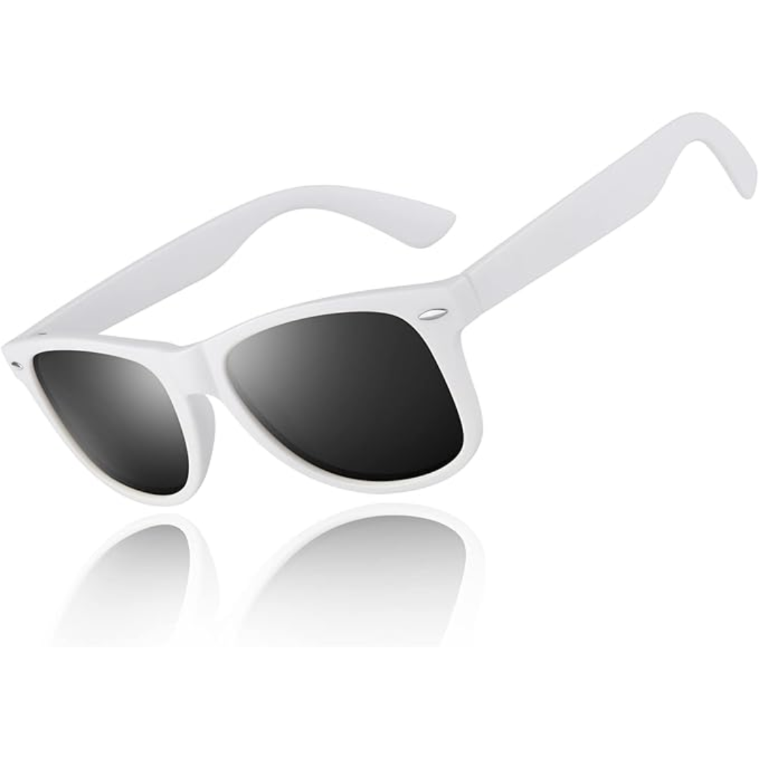 Accessoire mode d'été: Lunettes de soleil Jamie unisexe, design rétro 80s, verres miroirs polarisés.