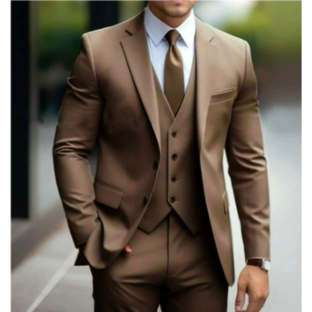 Tenue formelle homme 3 pièces automne, un costume élégant deux boutons pour vos événements.