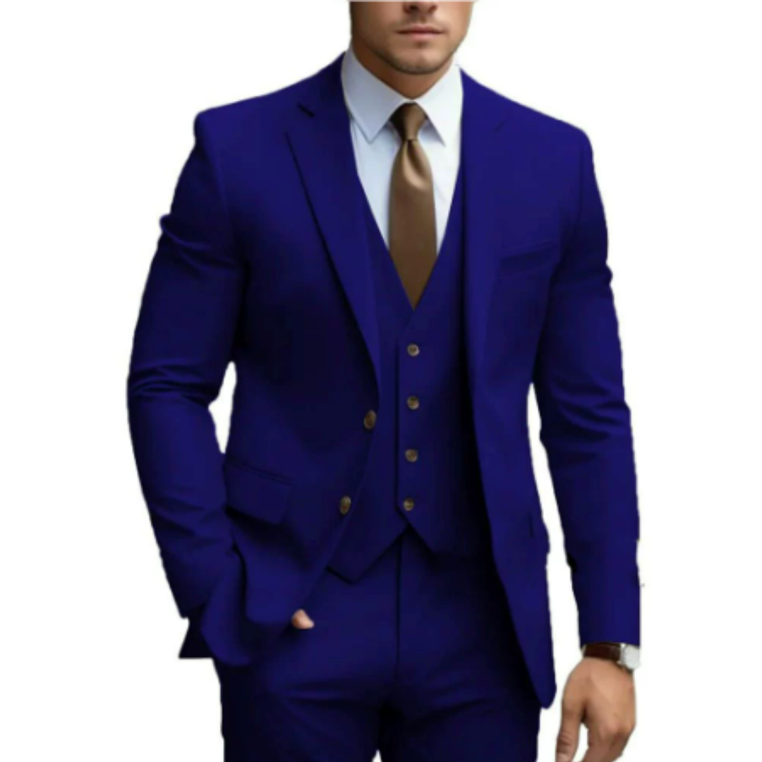 Veste de costume homme élégante à deux boutons, détail couture pour mariage et tenue formelle.