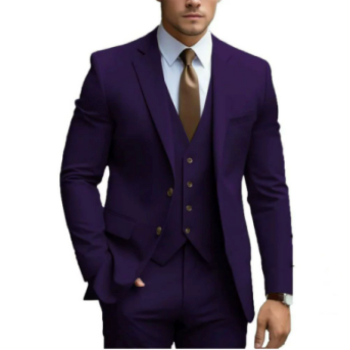 Gilet de costume homme 3 pièces ajusté, idéal pour un invité de mariage ou une cérémonie chic.