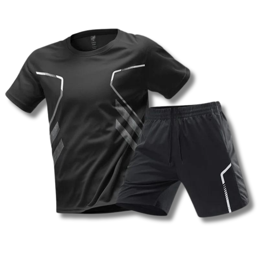Ensemble sport homme respirant: t-shirt séchage rapide & short. Idéal gym, course, entraînement quotidien.