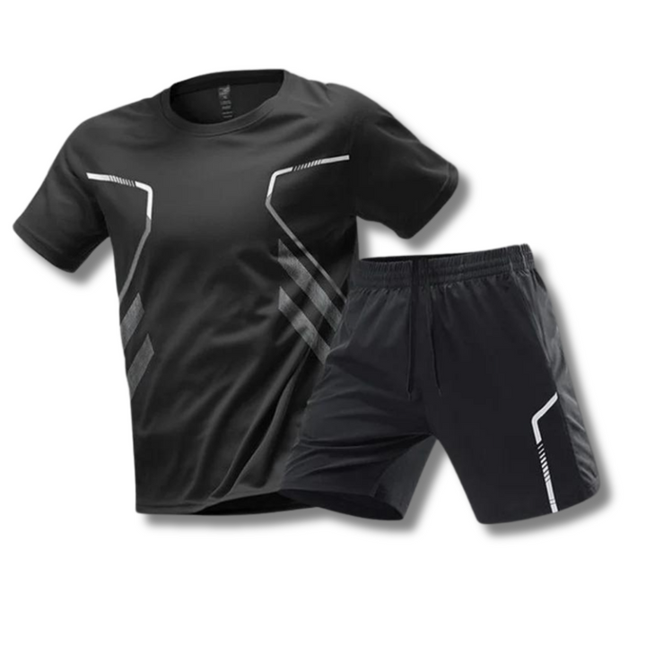 Ensemble sport homme respirant: t-shirt séchage rapide & short. Idéal gym, course, entraînement quotidien.