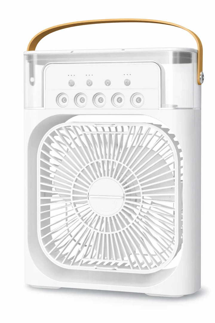 Rafraîchisseur d'air humidificateur USB compact pour bureau. Brumisateur ventilateur portable pour une fraîcheur instantanée.
