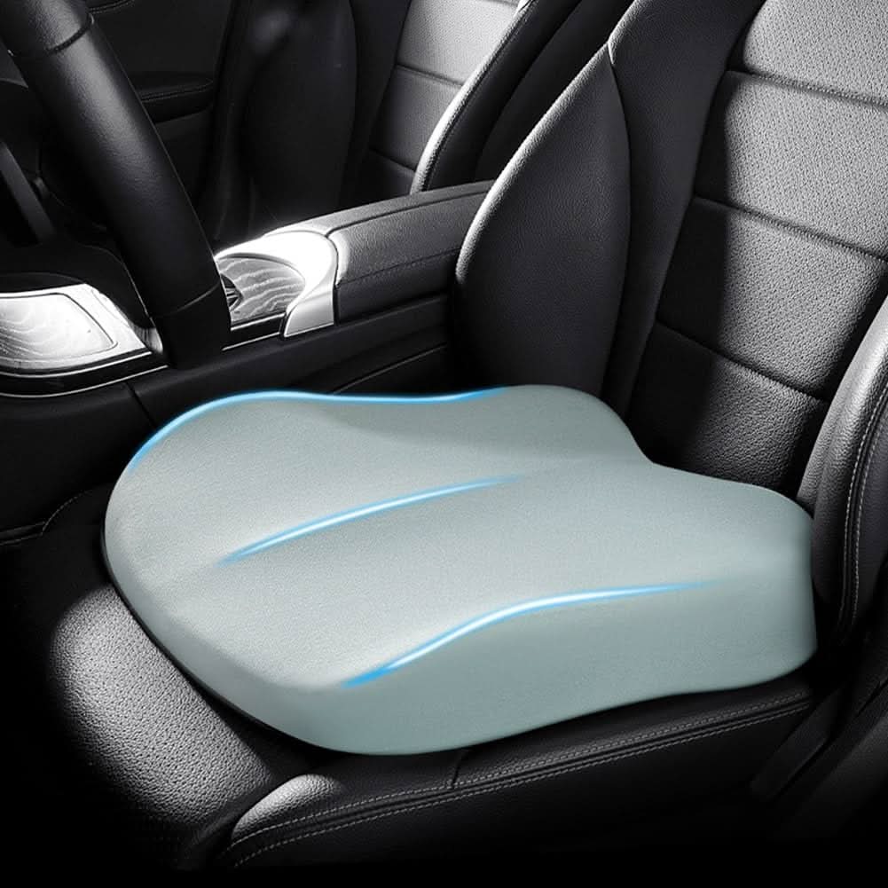 Coussin de voiture ergonomique en mousse mémoire, idéal pour soutien lombaire, anti-fatigue et voyages.