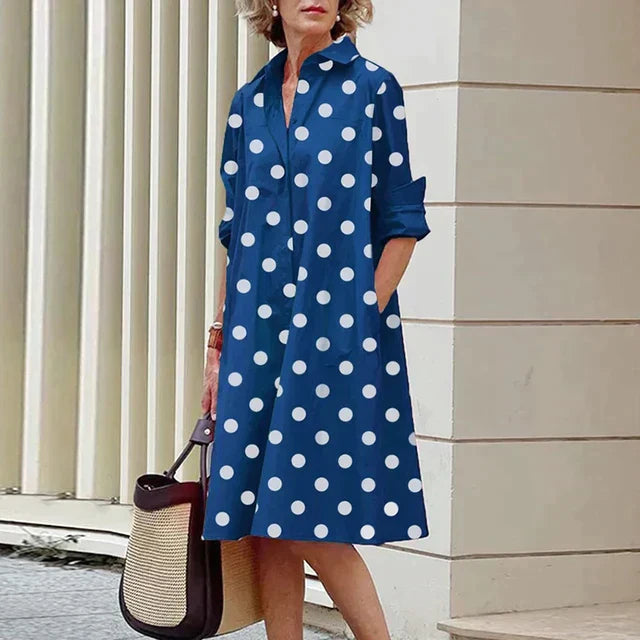 Robe midi femme confortable et décontractée avec poches, idéale pour le printemps et l'été.