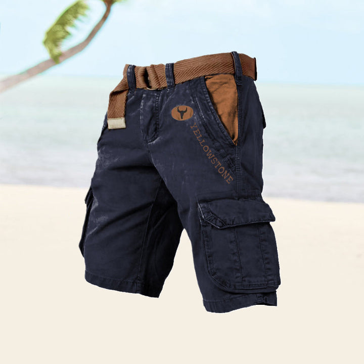 Short cargo homme avec ceinture, poches multiples pratiques pour l'été et les loisirs.