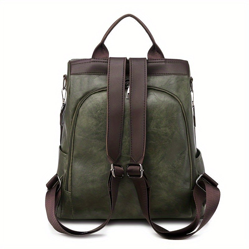 Sac à dos femme en cuir végétalien PU, fonction antivol intégrée, sécurité et style pour le quotidien.