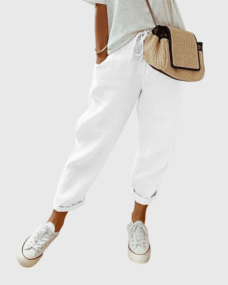 Vêtement femme : pantalon confortable et polyvalent, rehaussant la silhouette avec élégance.