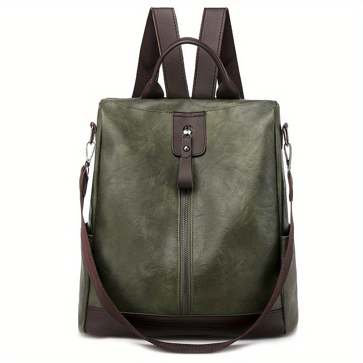 Sac à dos noir femme antivol, cuir végétalien PU élégant, parfait accessoire mode sécurité urbaine.