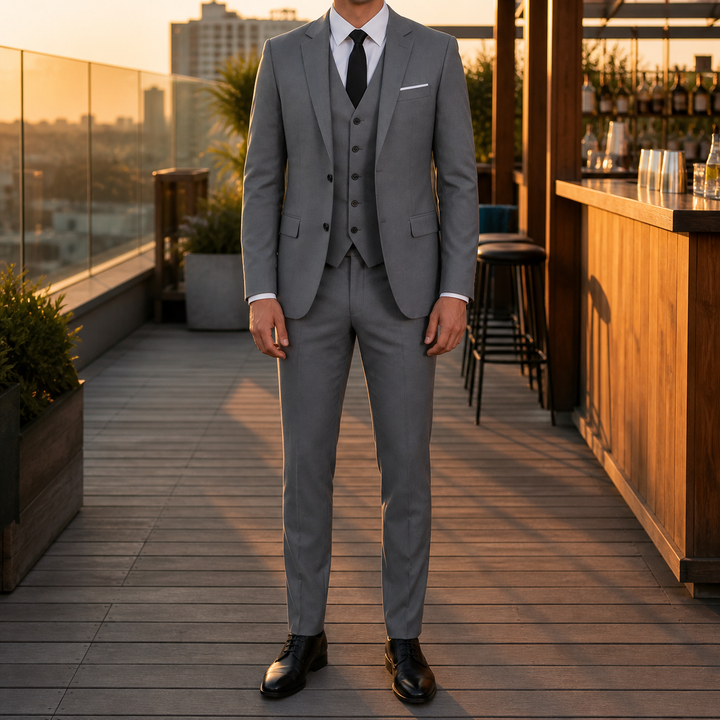 Pantalon de costume homme, coupe droite ajustée. Confort et style.