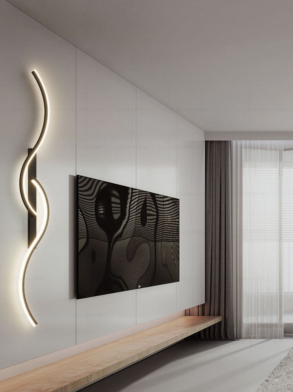 Lampe murale LED géométrique noire, style moderne et minimaliste, parfaite pour une lumière d'ambiance décorative.
