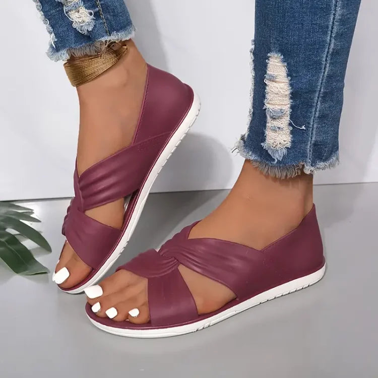 Sandales mode femme, plates et légères, ornées de nœuds pour l'été et le printemps.