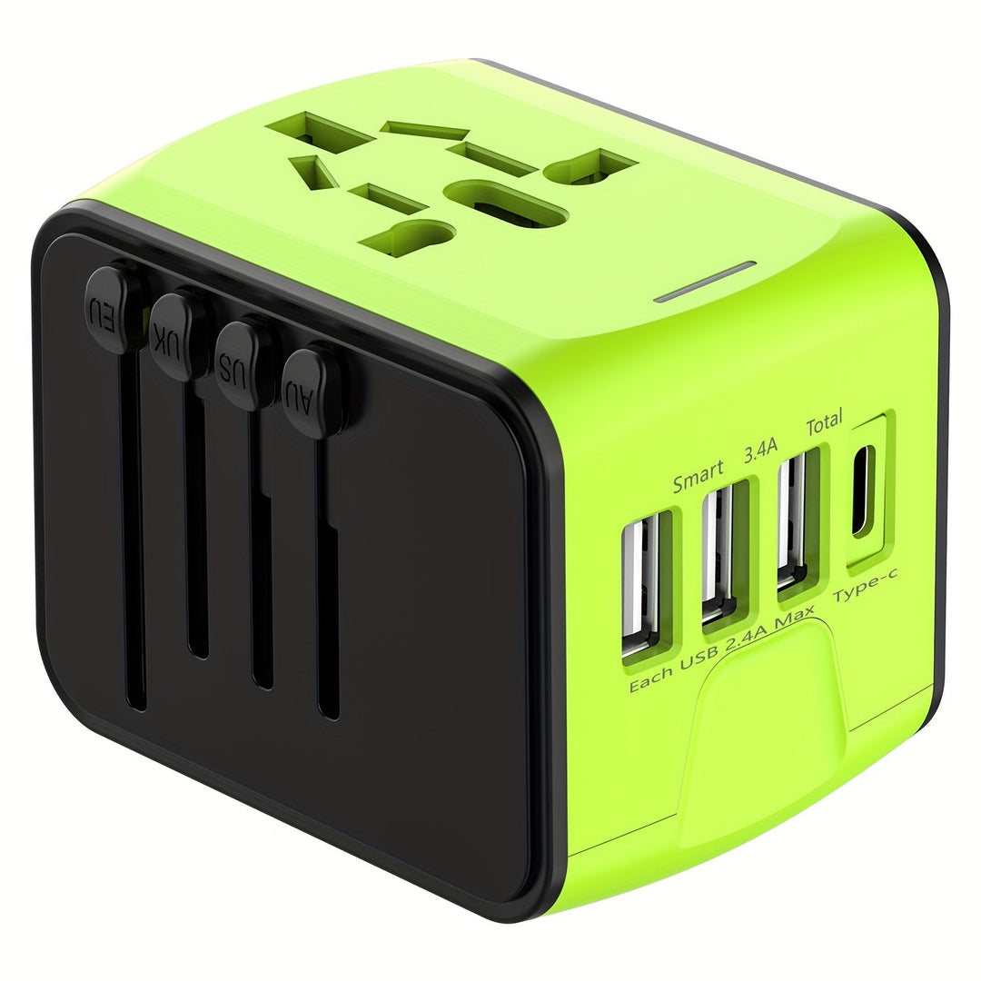 Chargeur de voyage sécurisé, adaptateur universel pour recharger rapidement les appareils USB et Type-C.