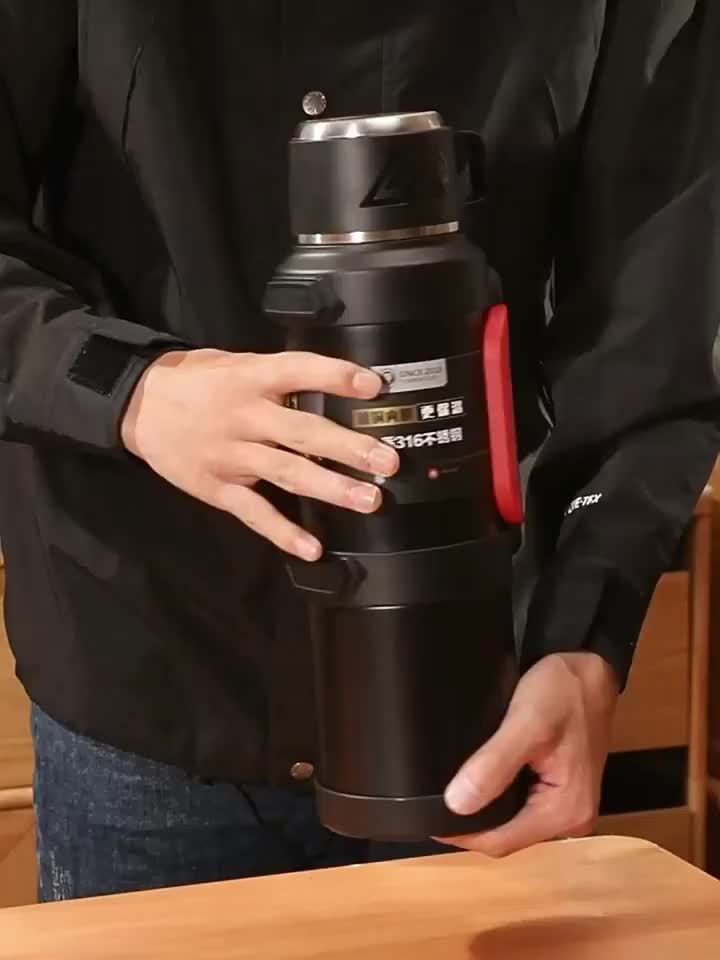 Thermos polyvalent, grande capacité, en acier inoxydable, pour boissons chaudes/froides, avec filtre.