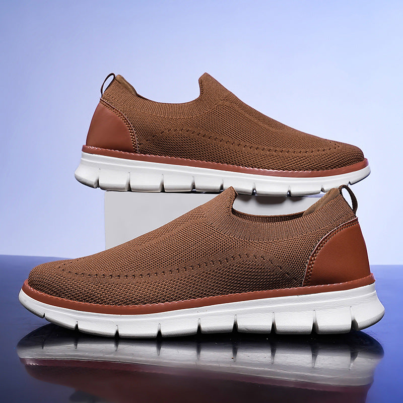 Baskets homme à enfiler respirantes noires, idéales pour un confort quotidien et un style décontracté, facile à porter.
