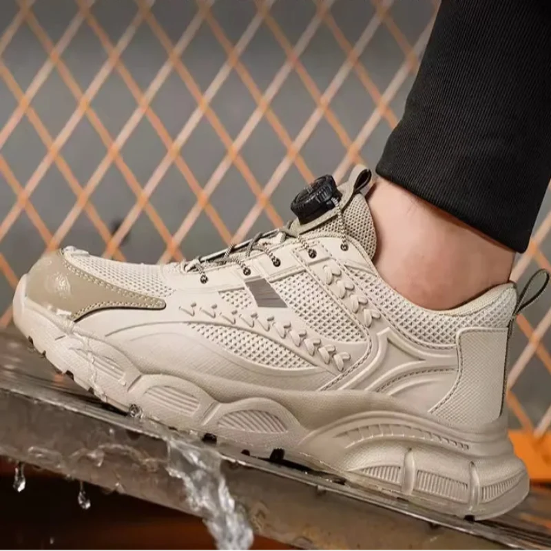 Pieds sécurité : baskets de travail légères unisexe avec embout acier et protection anti-perforation. Semelle antidérapante.