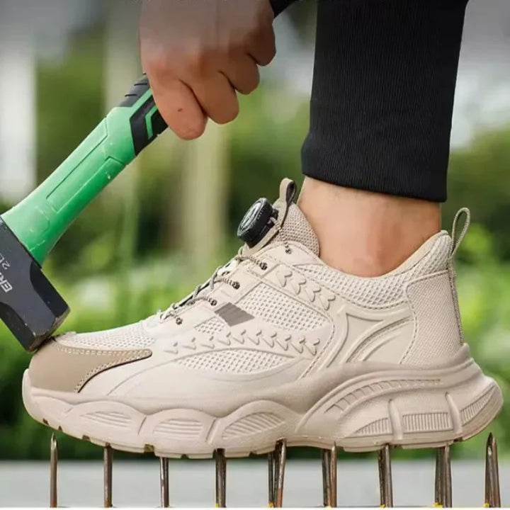 Chaussures de sécurité professionnelles légères unisexe, ajustement rapide par bouton rotatif. Antidérapantes, confortables.