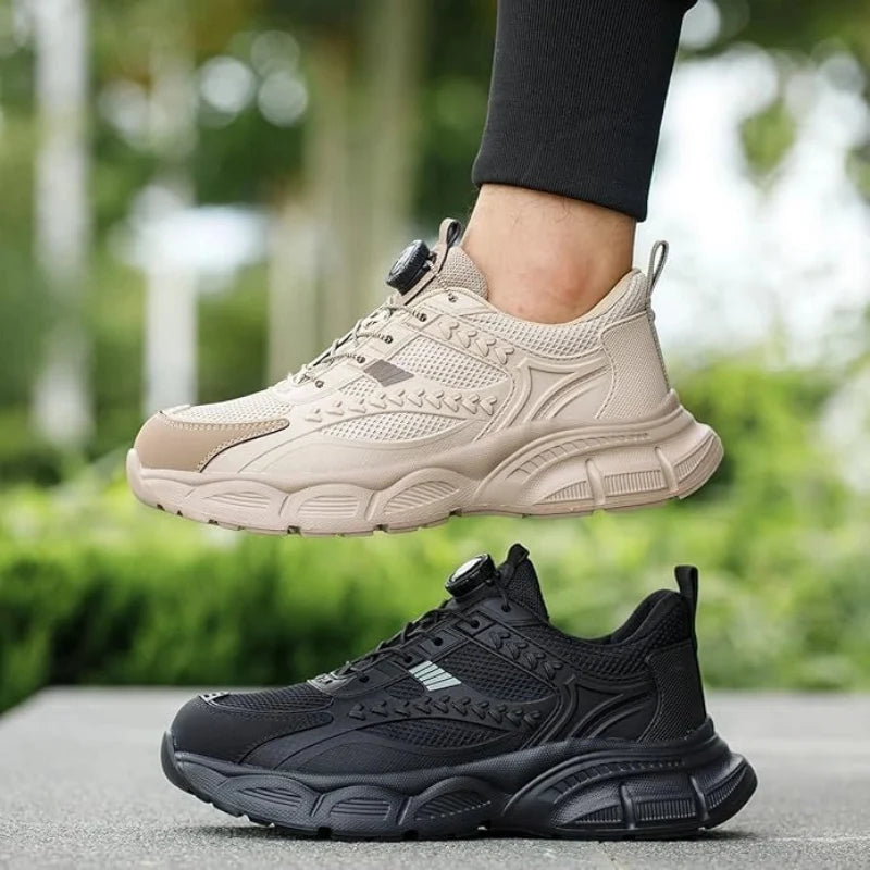 Chaussures de travail professionnelles légères unisexe, résistantes à la perforation. Ajustement rotatif, sécurité et confort.