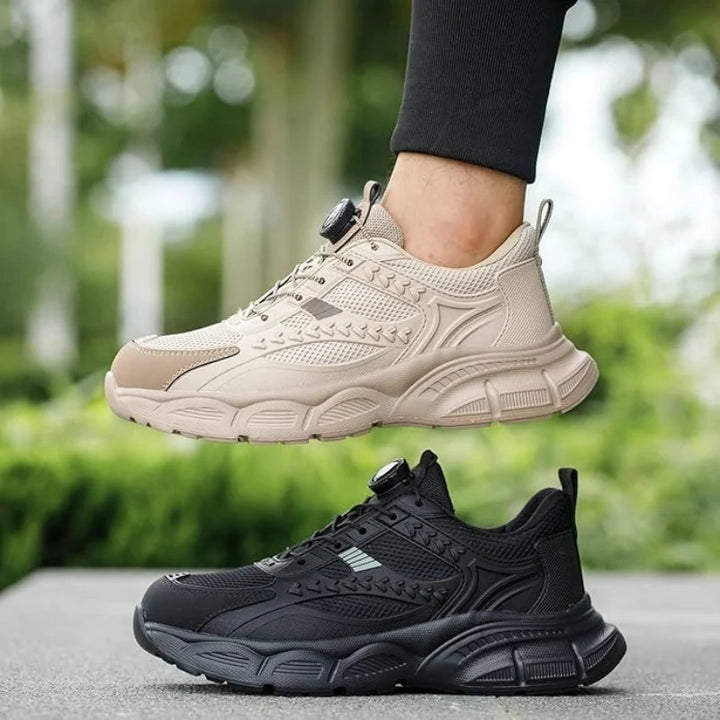 Chaussures de travail professionnelles légères unisexe, résistantes à la perforation. Ajustement rotatif, sécurité et confort.