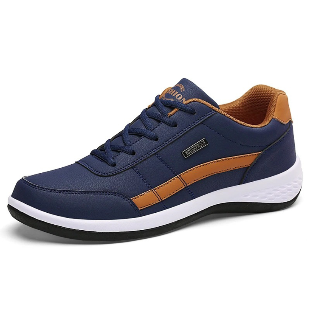 Chaussures de sport homme bleues, offrant un soutien équilibré et un confort optimal pour la marche urbaine.