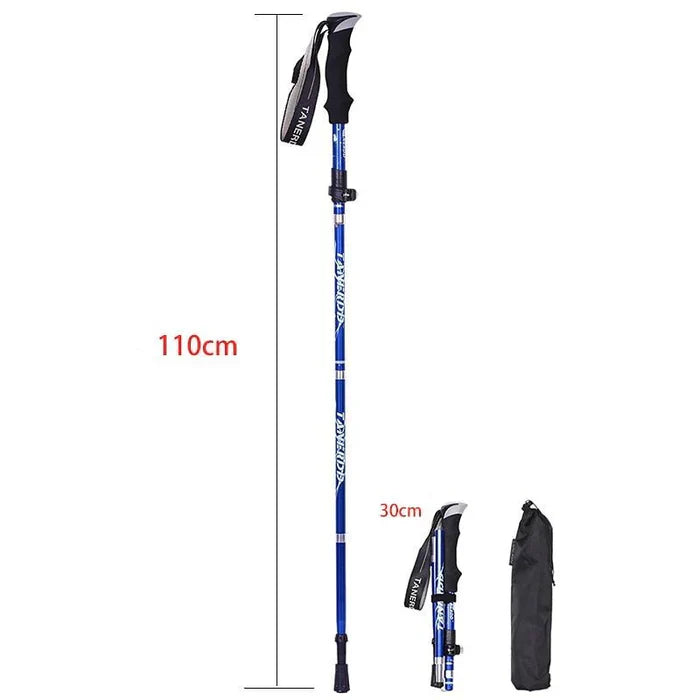 Bâtons de marche légers et pliables pour la randonnée, ajustables pour une stabilité optimale en montagne.
