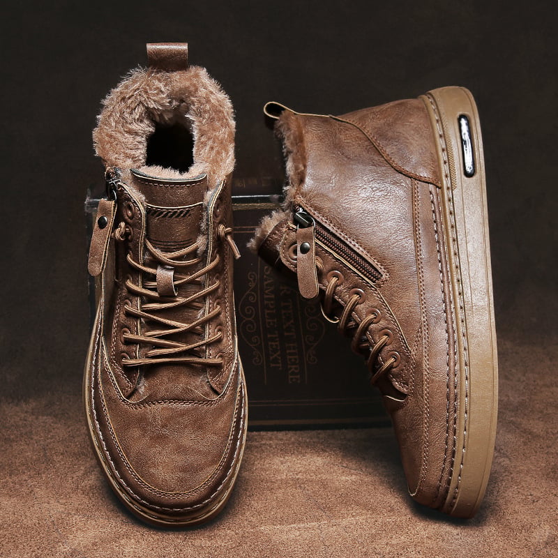 Bottines chaudes élégantes pour hommes, parfaites pour l'hiver, avec lacets et confort optimal. Style décontracté automne.