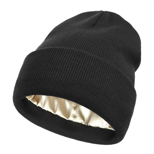 Protection cheveux : bonnet d'hiver femme en laine avec doublure en soie, préserve la coiffure.