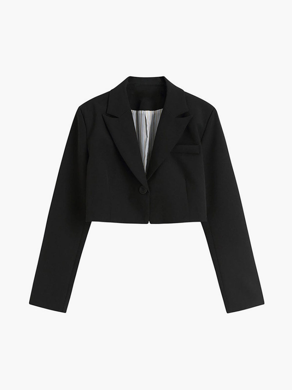 Veste tailleur courte femme, blazer chic noir, parfait pour mode automne-printemps.