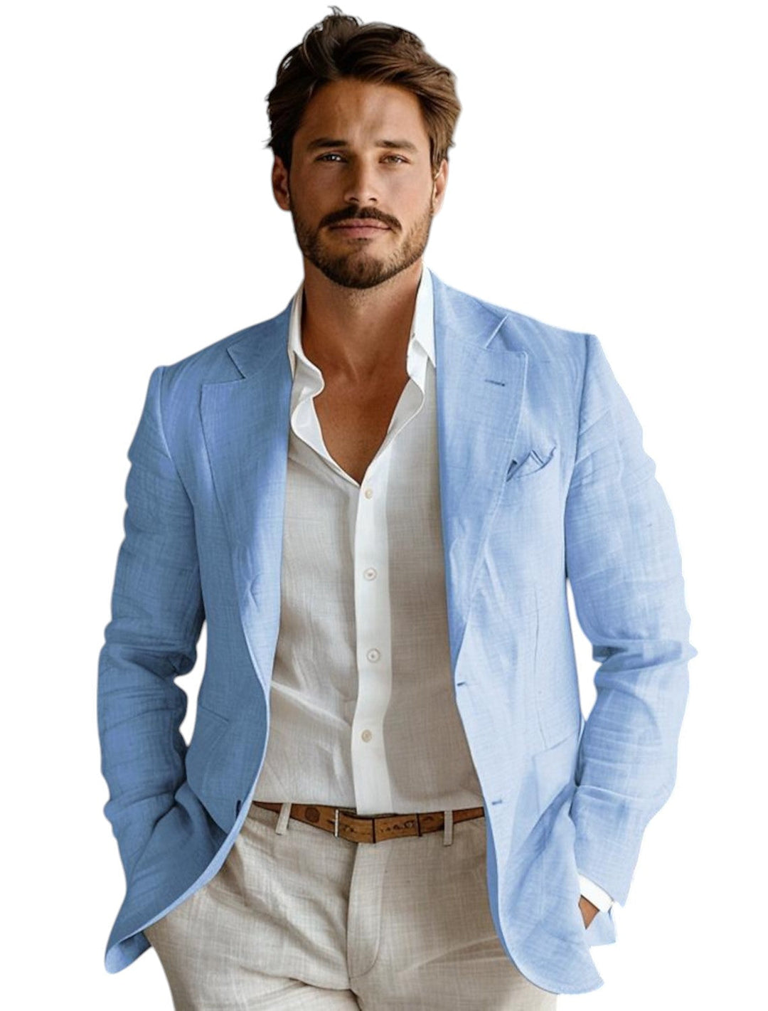 Élégant blazer homme décontracté, idéal pour une tenue estivale chic. Veste légère et respirante.