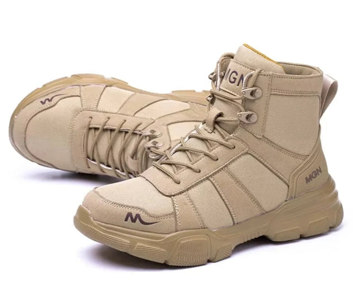 Chaussures de travail unisexes confortables avec embout acier et semelle anti-perforation pour sécurité accrue.