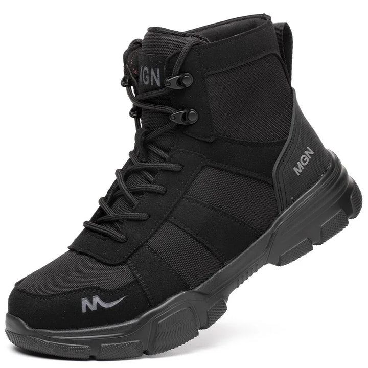 Bottes de sécurité unisexes robustes avec embout acier et semelle anti-perforation pour protection au travail.