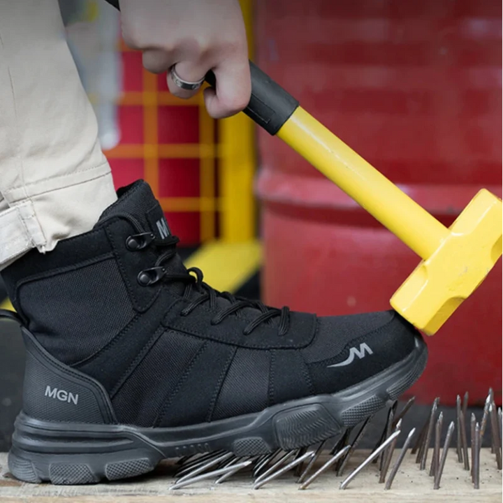 Chaussures de travail confortables unisexe, protection industrie, embout acier & semelle anti-perforation.