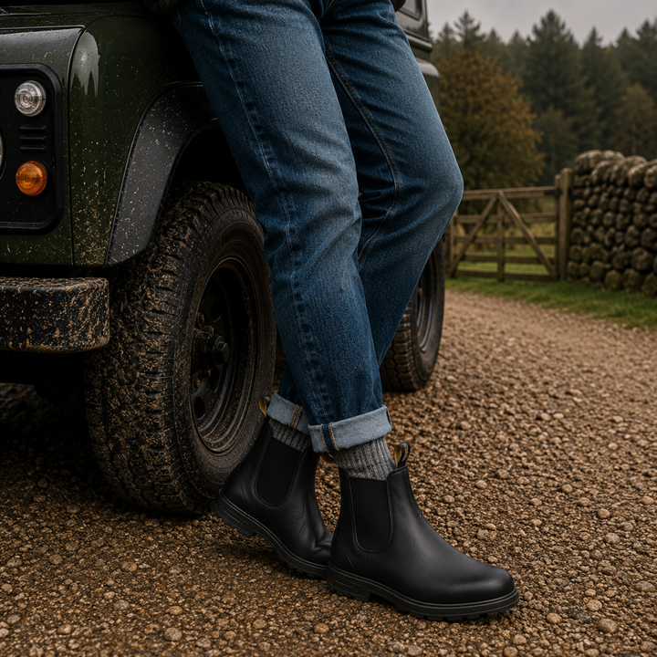 Bottines hommes style Chelsea classiques, robustes et confortables pour toutes occasions, look intemporel.