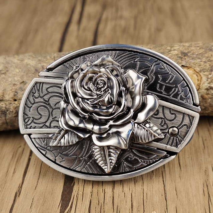 Boucle de ceinture rock/western pour homme & femme, avec mini couteau dissimulé. Pratique et stylée.