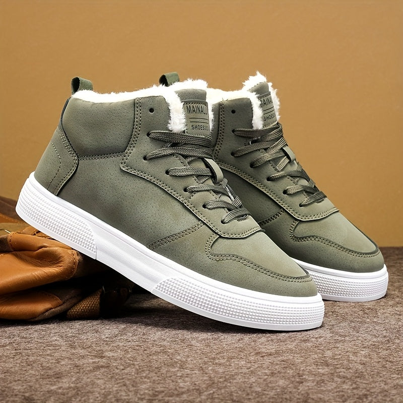 Bottes hiver homme élégantes, style urbain. Chaussures montantes robustes et confortables pour l'extérieur.