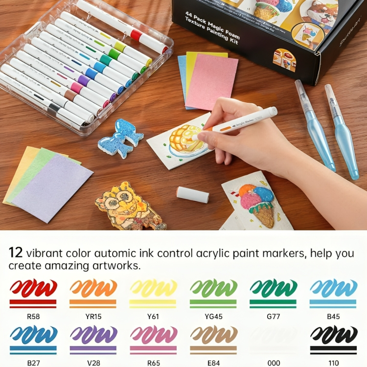Contenu du kit peinture 3D pour enfants étalé : peintures, moules. Activité manuelle amusante.