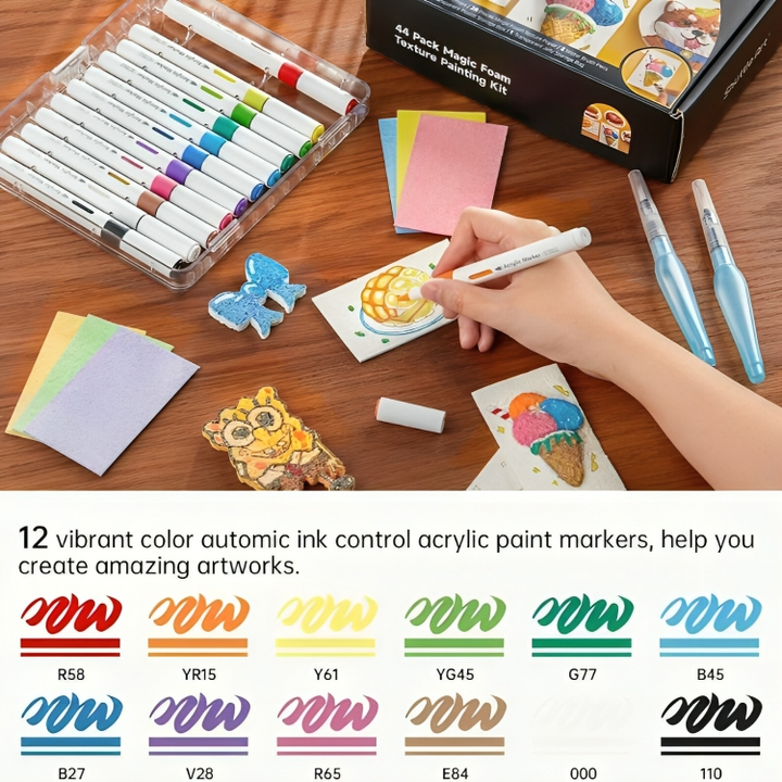 Contenu du kit peinture 3D pour enfants étalé : peintures, moules. Activité manuelle amusante.